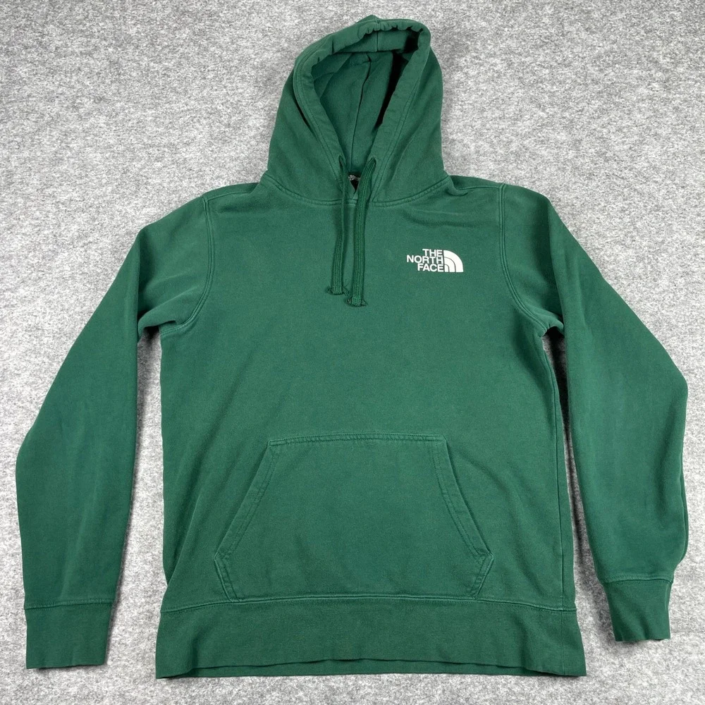 The North Face Hoodie Mens Small Green Never Stop Exploring Box Pullover Fleece